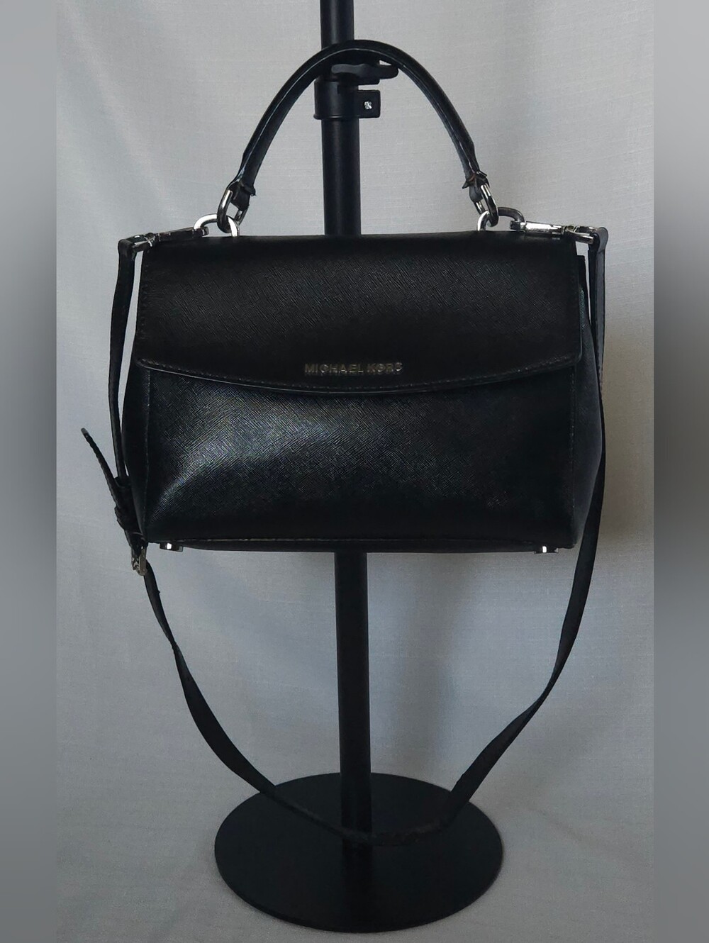 Michael Kors Ava Black Saffiano Leather Top Handle Crossbody Satchel